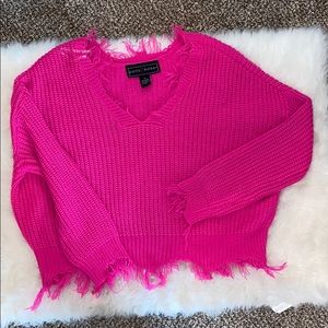 Hot pink distress sweater